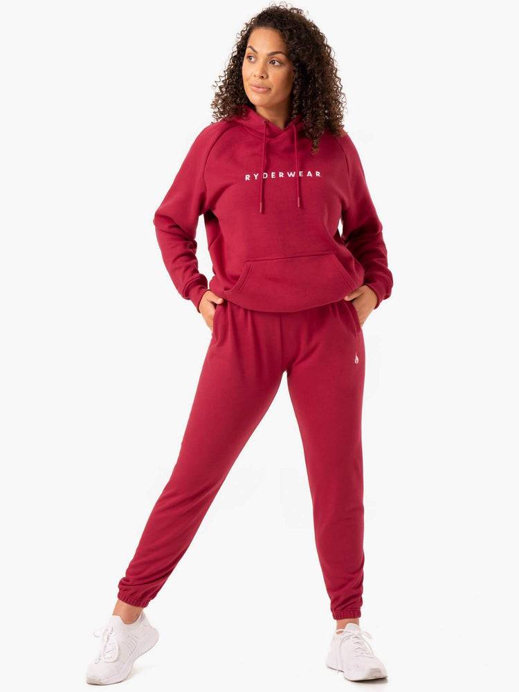 Women's Ryderwear Women Hoodie Off Duty Fleece Hoodie Burgundy | NZ1656XF