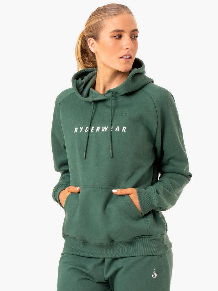 Women's Ryderwear Women Hoodie Off Duty Fleece Hoodie Green | NZ1657CE