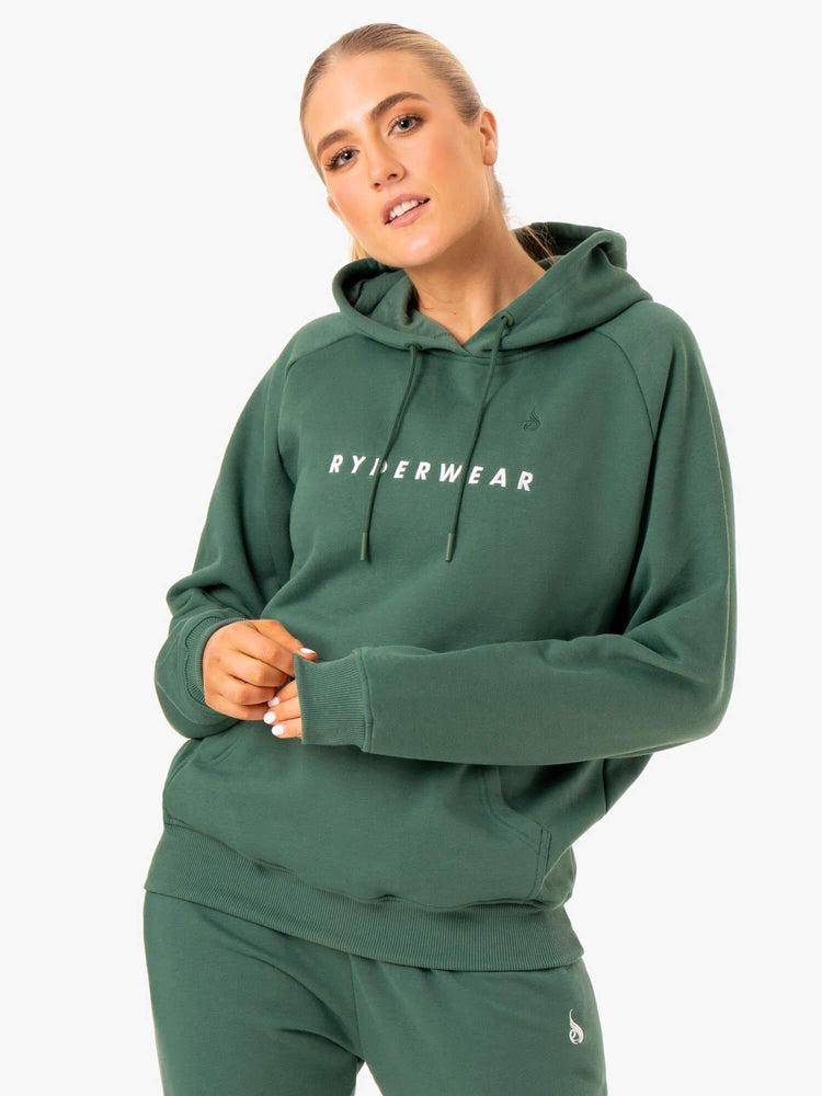 Women\'s Ryderwear Women Hoodie Off Duty Fleece Hoodie Green | NZ1657CE