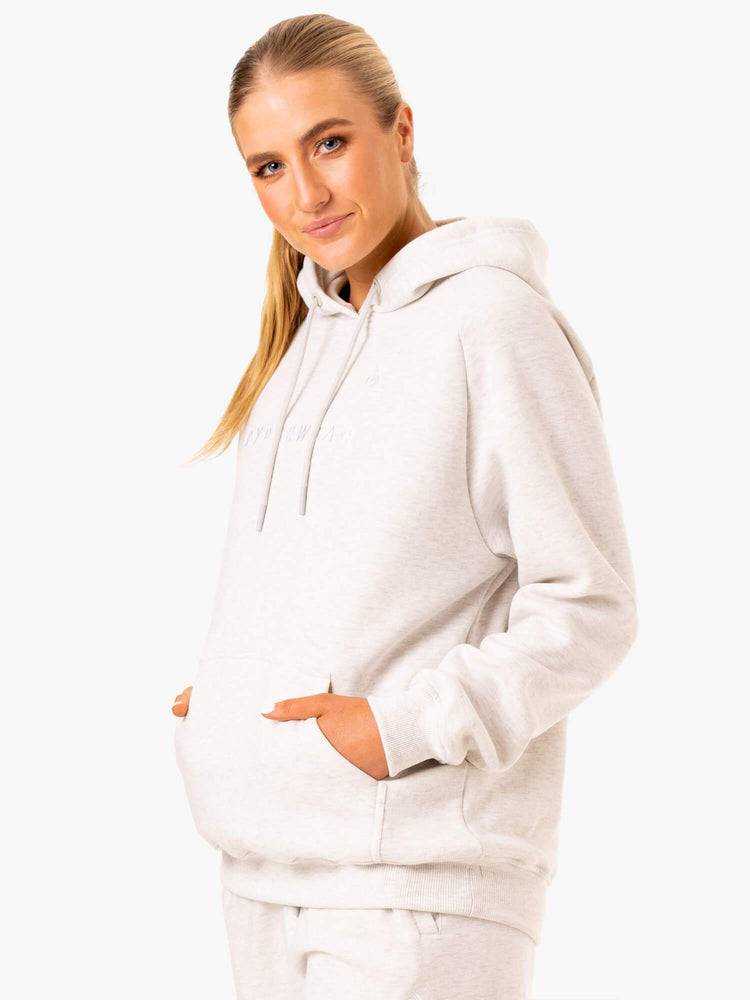 Women's Ryderwear Women Hoodie Off Duty Fleece Hoodie Snow Grey Marl | NZ1660NB