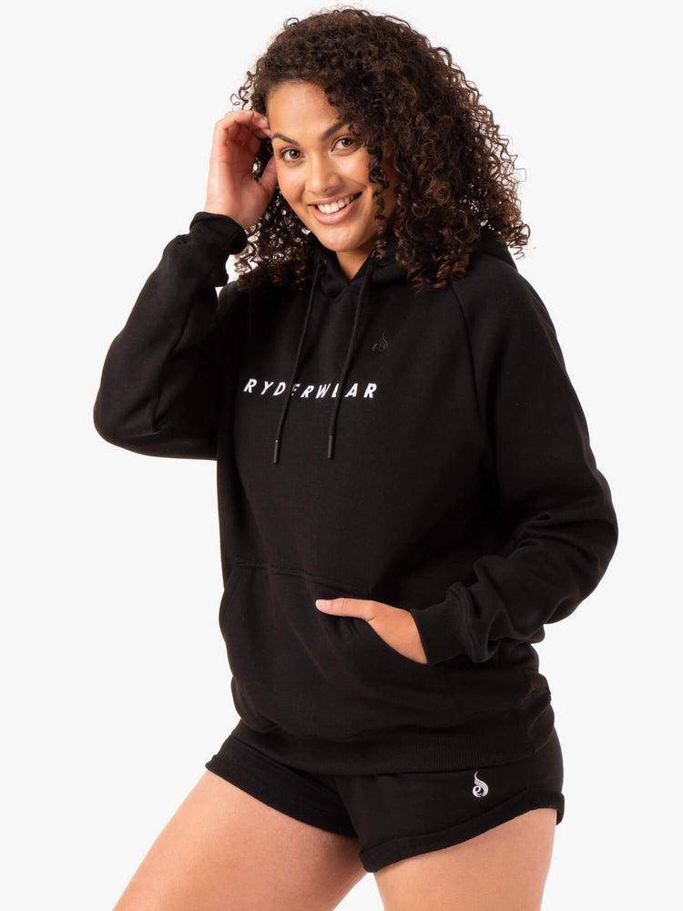 Women's Ryderwear Women Hoodie Off Duty Fleece Hoodie Black | NZ1672AP