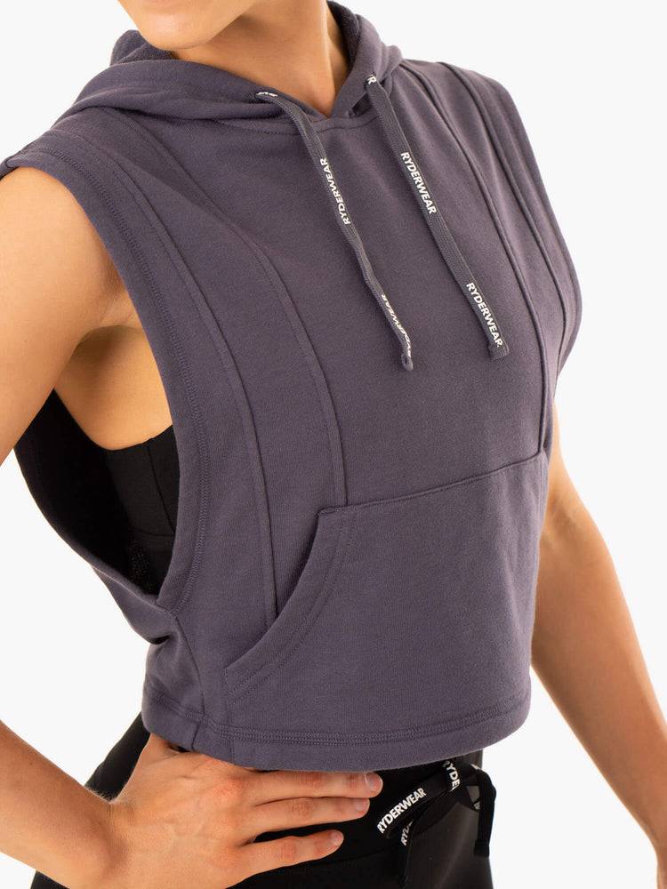 Women's Ryderwear Women Hoodie Replay Sleeveless Hoodie Charcoal | NZ1690EX