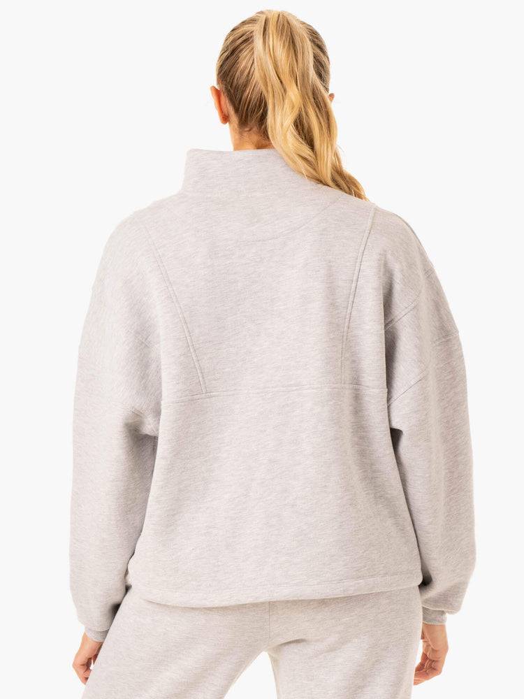 Women's Ryderwear Women Hoodie Sideline Half Zip Jumper Hoodie Grey Marl | NZ1683CE