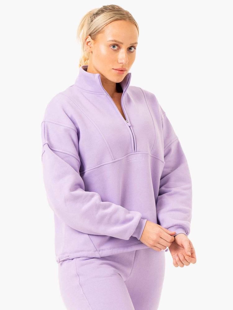 Women's Ryderwear Women Hoodie Sideline Half Zip Jumper Hoodie Lilac | NZ1701FM