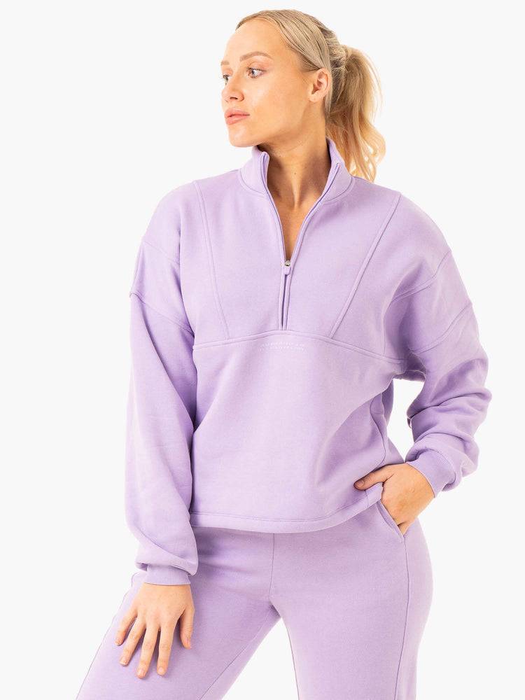 Women's Ryderwear Women Hoodie Sideline Half Zip Jumper Hoodie Lilac | NZ1701FM