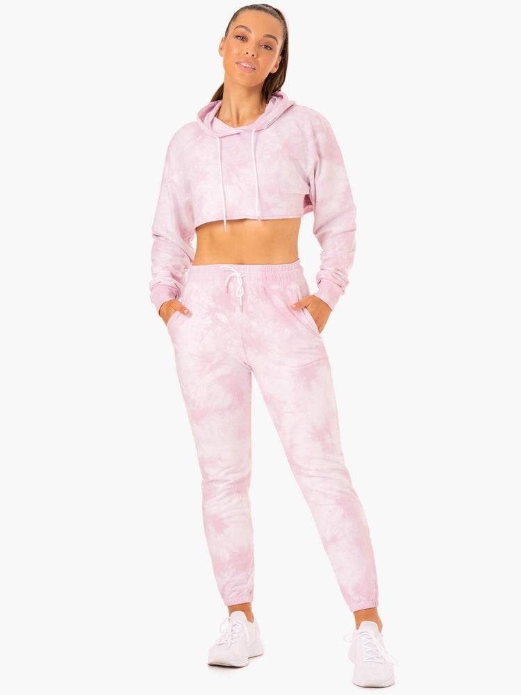 Women's Ryderwear Women Hoodie Tie Dye Pullover Hoodie Ice Pink Tie Dye | NZ1676GL