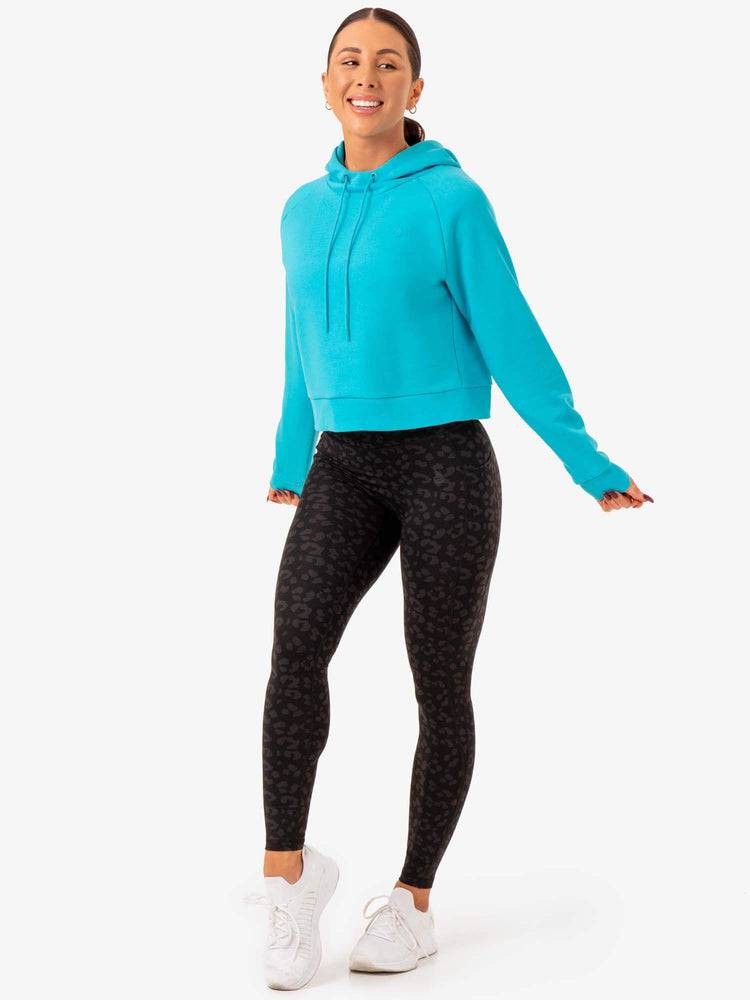 Women's Ryderwear Women Hoodie Ultra Pullover Hoodie Aqua | NZ1675FM