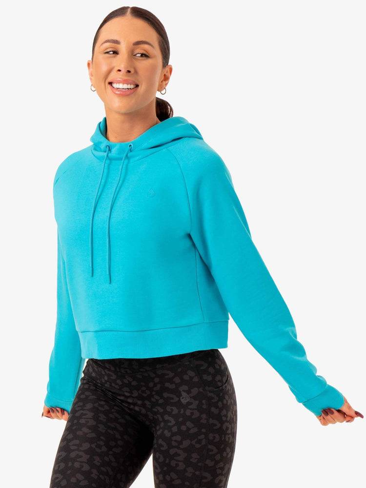 Women\'s Ryderwear Women Hoodie Ultra Pullover Hoodie Aqua | NZ1675FM