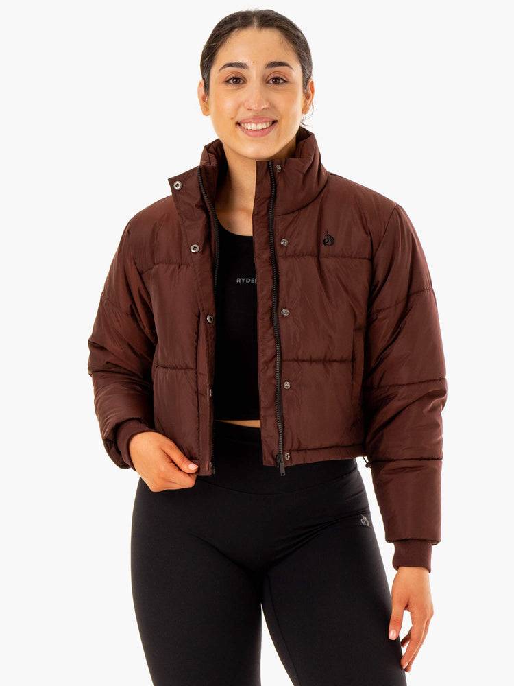 Women's Ryderwear Women Jackets Apex Puffer Jackets Chocolate | NZ1717RW