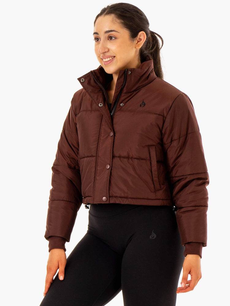 Women's Ryderwear Women Jackets Apex Puffer Jackets Chocolate | NZ1717RW