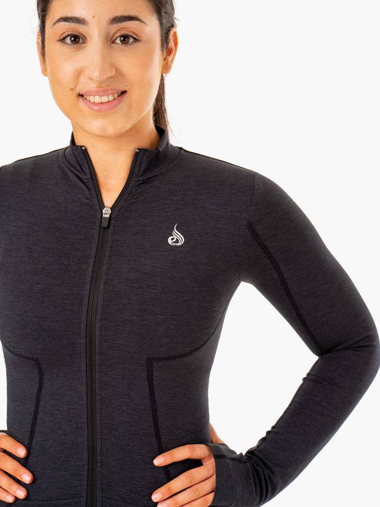 Women's Ryderwear Women Jackets Enhance Seamless Zip Up Jackets Black | NZ1710VD