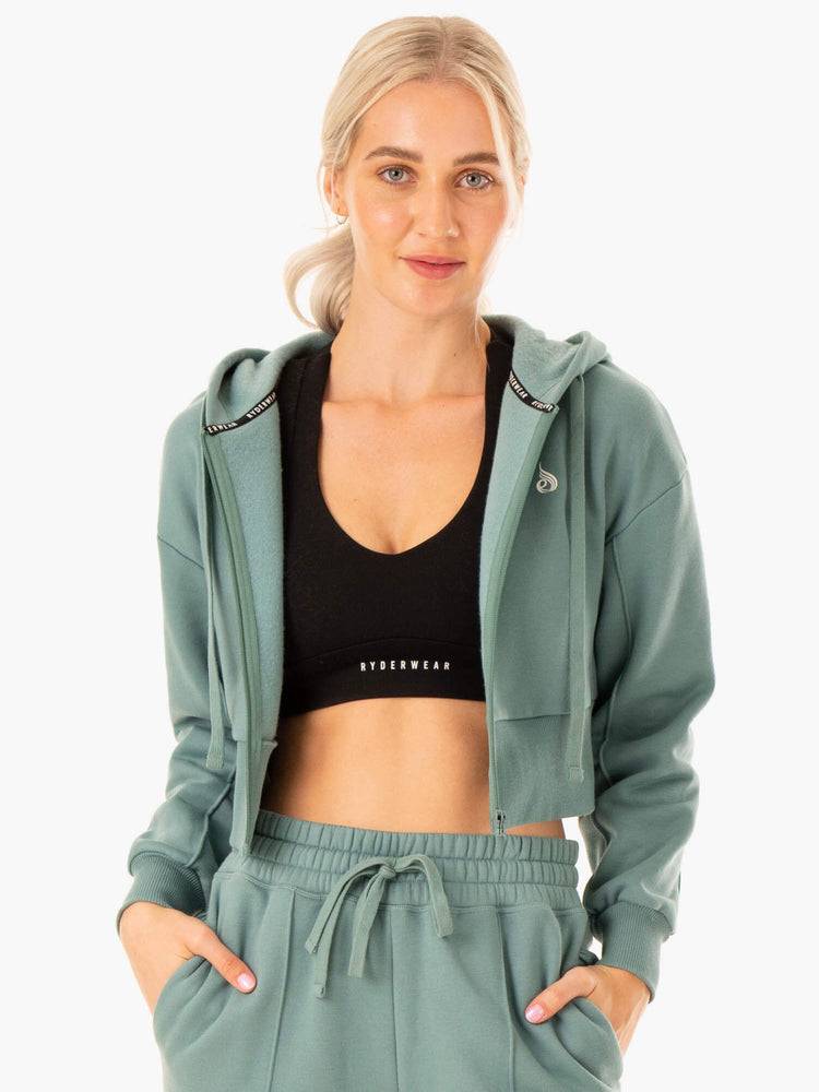 Women's Ryderwear Women Jackets Revival Zip Up Jackets Sage Green | NZ1708XF