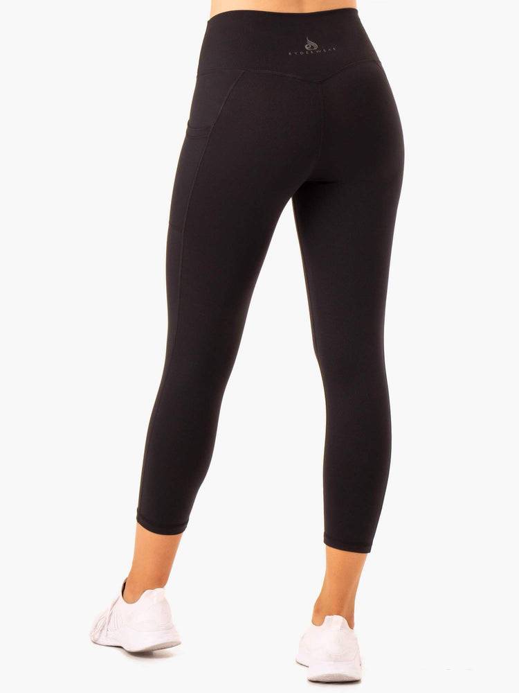 Women's Ryderwear Women Leggings Action High Waisted 7/8 Pocket Leggings Black | NZ1880AP