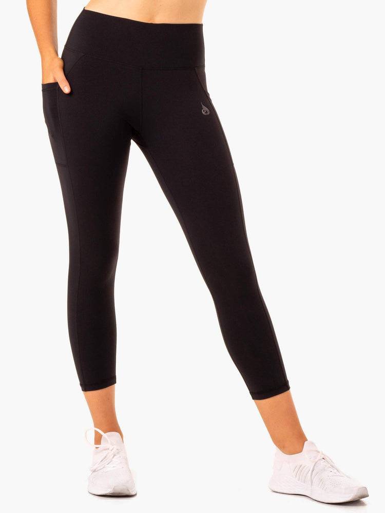 Women\'s Ryderwear Women Leggings Action High Waisted 7/8 Pocket Leggings Black | NZ1880AP