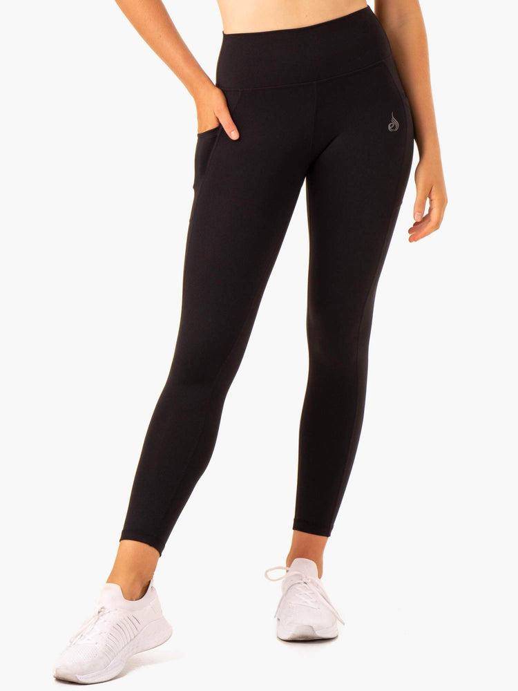 Women\'s Ryderwear Women Leggings Action High Waisted Pocket Leggings Black | NZ1881SO