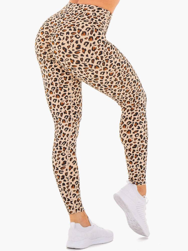 Women's Ryderwear Women Leggings Adapt High Waisted Scrunch Leggings Nude Leopard | NZ1754GL