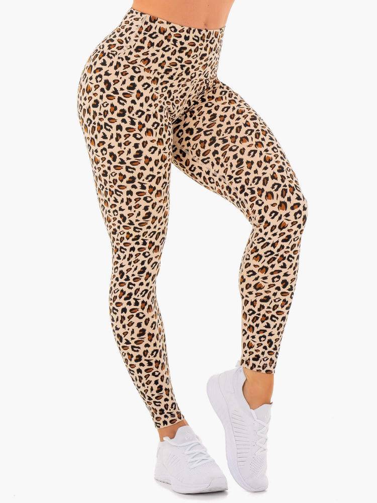 Women's Ryderwear Women Leggings Adapt High Waisted Scrunch Leggings Nude Leopard | NZ1754GL