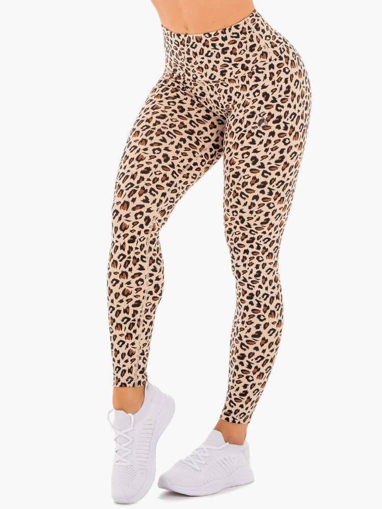 Women\'s Ryderwear Women Leggings Adapt High Waisted Scrunch Leggings Nude Leopard | NZ1754GL