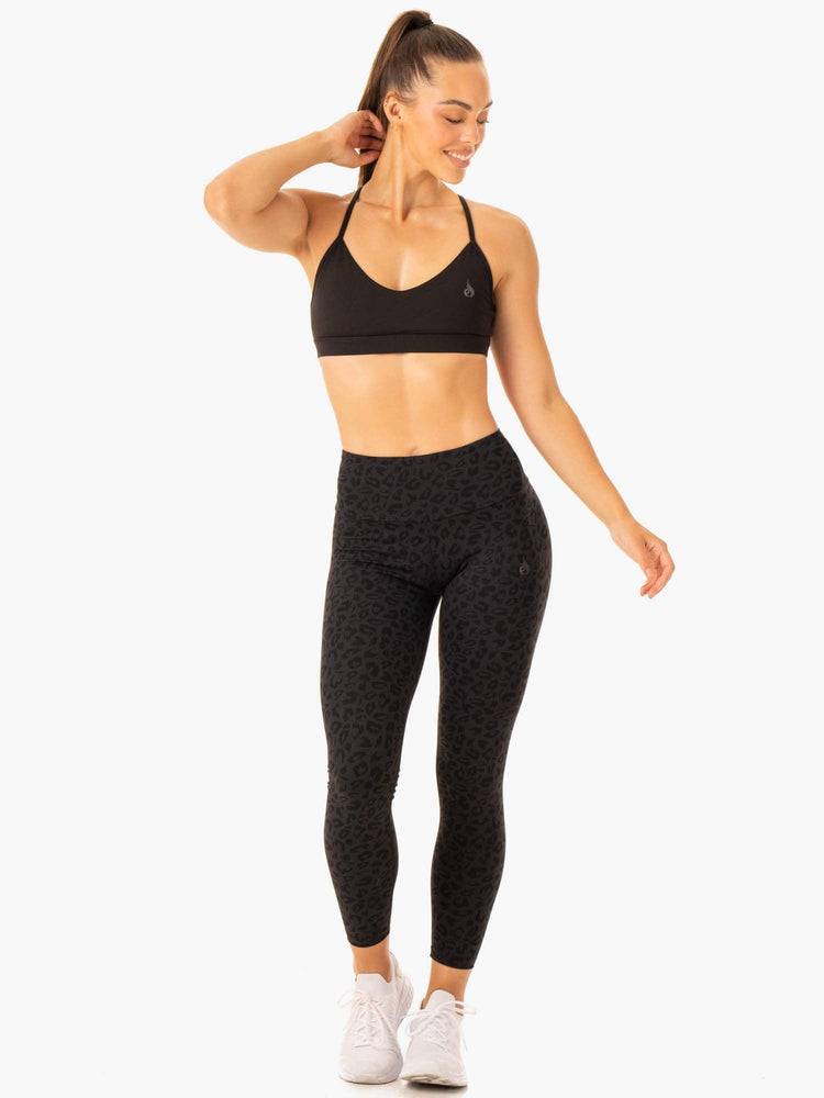 Women's Ryderwear Women Leggings Adapt High Waisted Scrunch Leggings Black Leopard | NZ1846EX