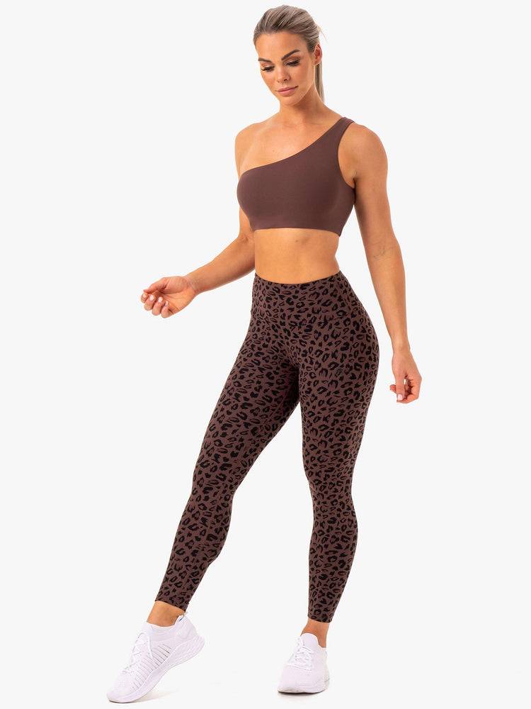 Women's Ryderwear Women Leggings Adapt High Waisted Scrunch Leggings Chocolate Leopard | NZ1923WY