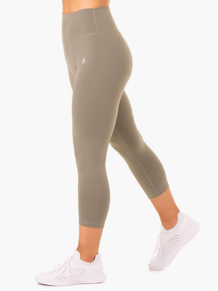 Women's Ryderwear Women Leggings Base 7/8 High Waisted Leggings Khaki | NZ1728GL