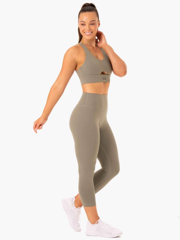 Women's Ryderwear Women Leggings Base 7/8 High Waisted Leggings Khaki | NZ1728GL