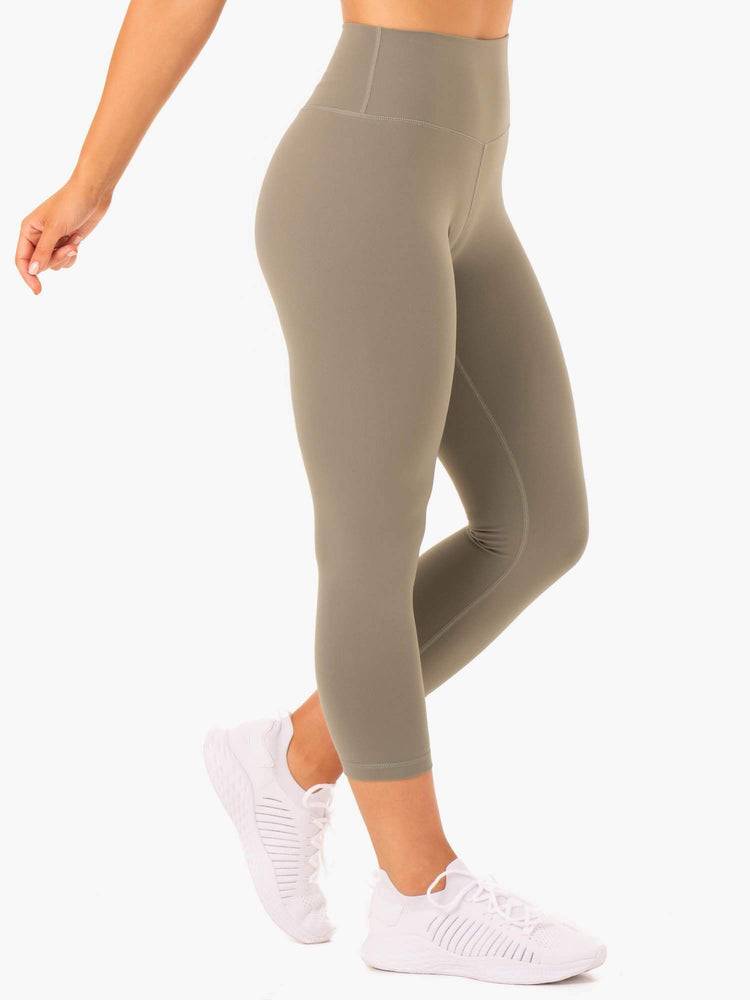 Women\'s Ryderwear Women Leggings Base 7/8 High Waisted Leggings Khaki | NZ1728GL