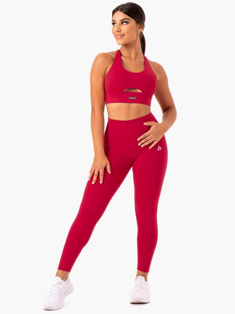 Women's Ryderwear Women Leggings Base Full Length High Waisted Leggings Cherry Red | NZ1745YU