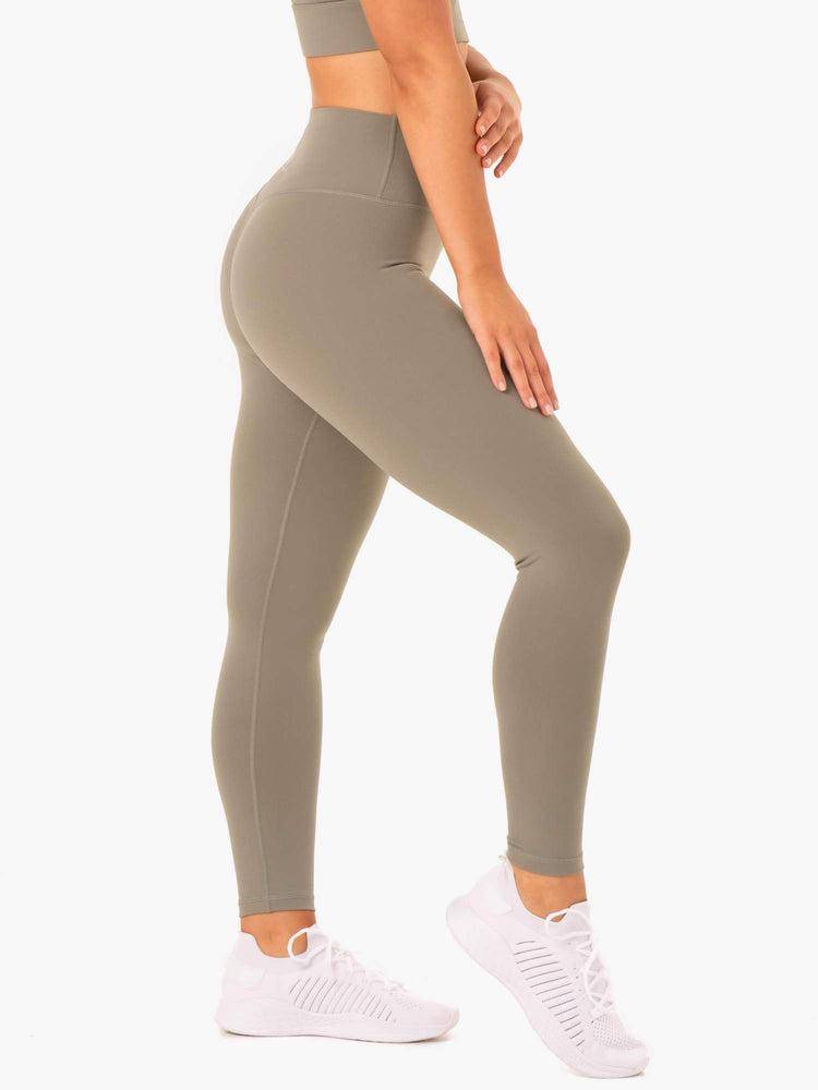 Women's Ryderwear Women Leggings Base Full Length High Waisted Leggings Khaki | NZ1877IS