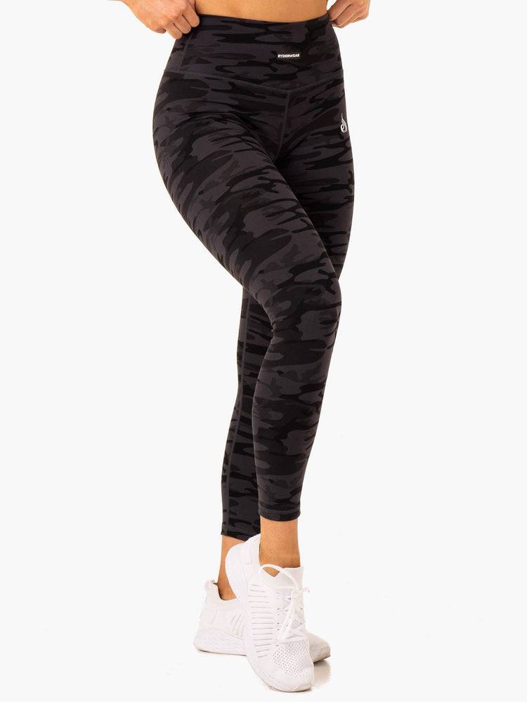 Women's Ryderwear Women Leggings Base Full Length Leggings Black Camo | NZ1883FM