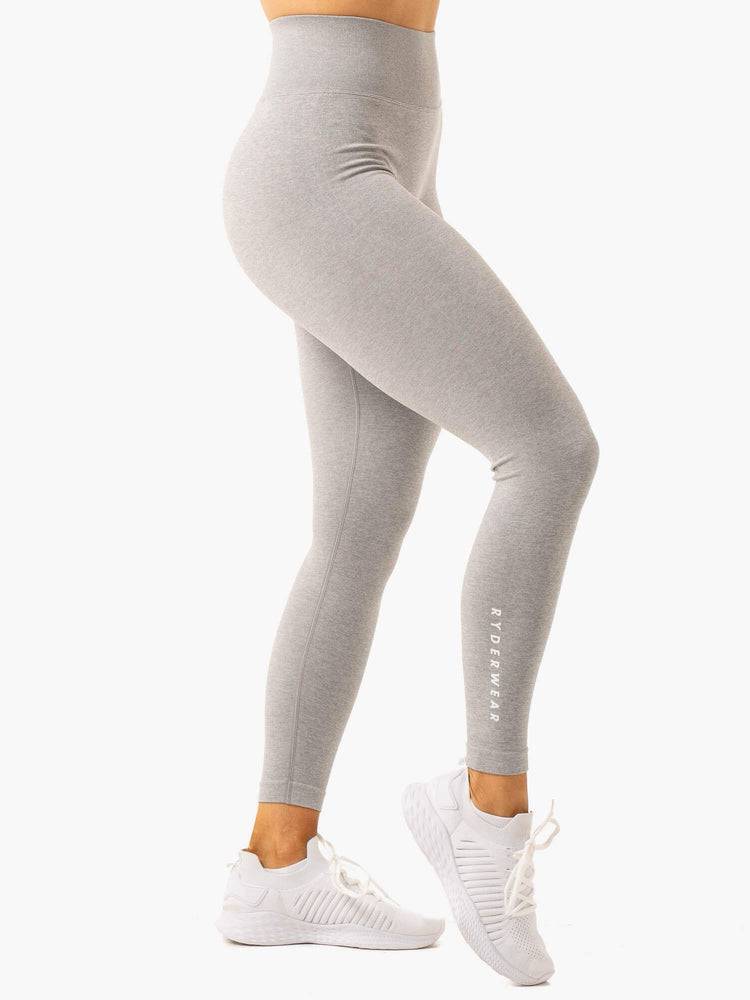 Women's Ryderwear Women Leggings Essential Seamless Leggings Light Grey Marl | NZ1769RW