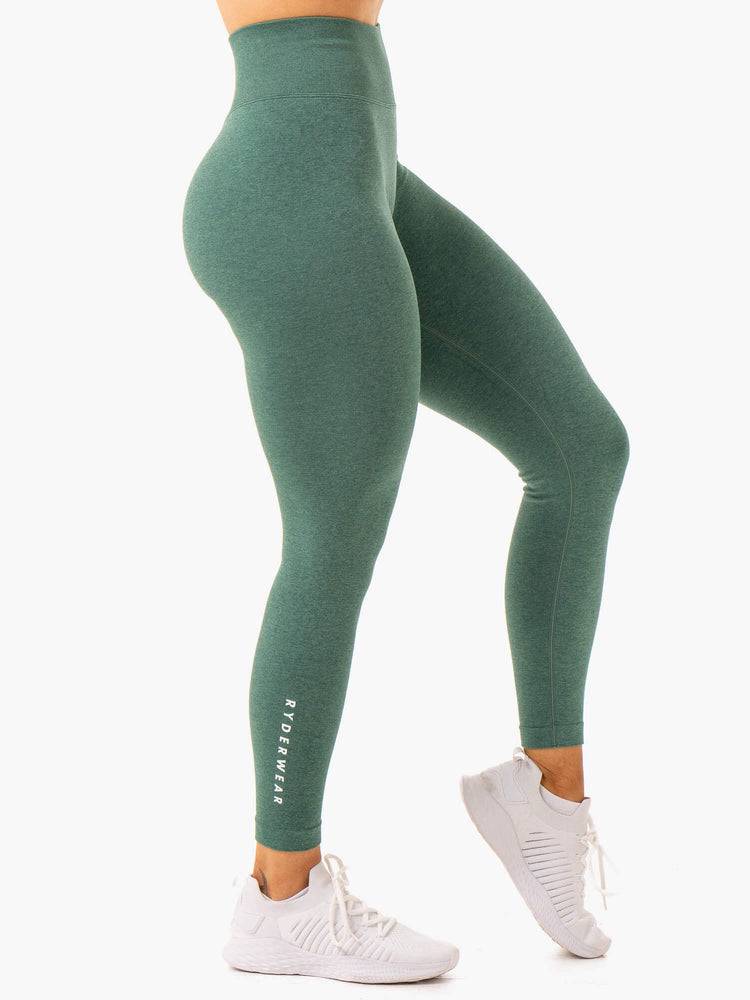 Women's Ryderwear Women Leggings Essential Seamless Leggings Green Marl | NZ1772UT