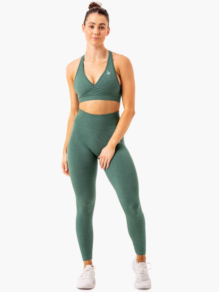 Women's Ryderwear Women Leggings Essential Seamless Leggings Green Marl | NZ1772UT