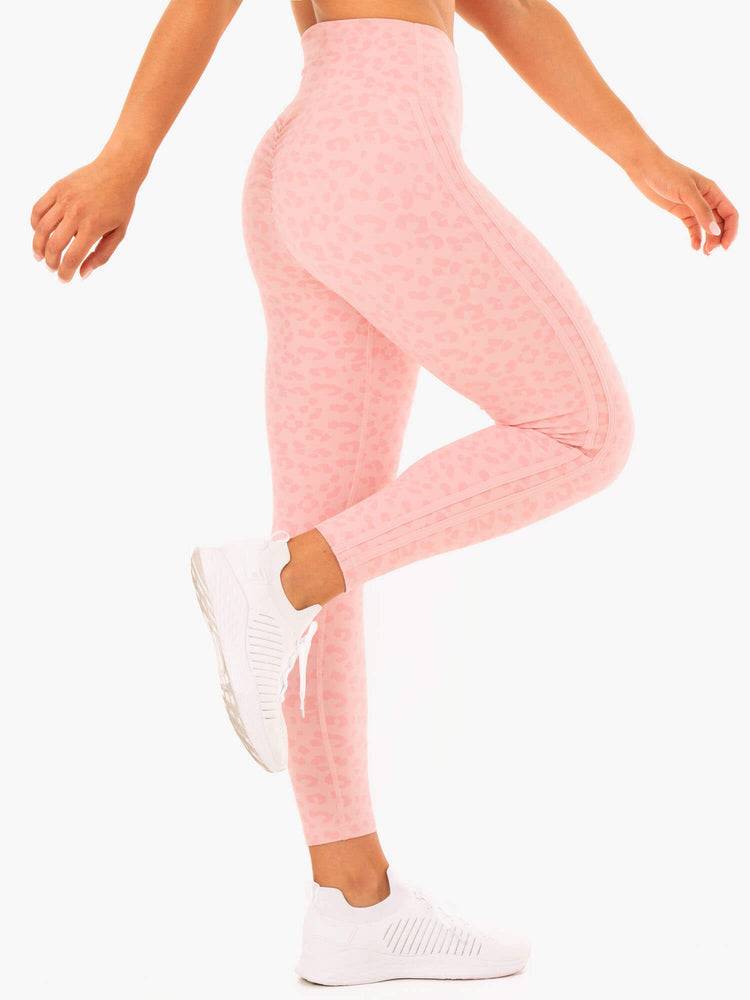 Women's Ryderwear Women Leggings Evolution High Waisted Scrunch Leggings Pink Leopard | NZ1734XF