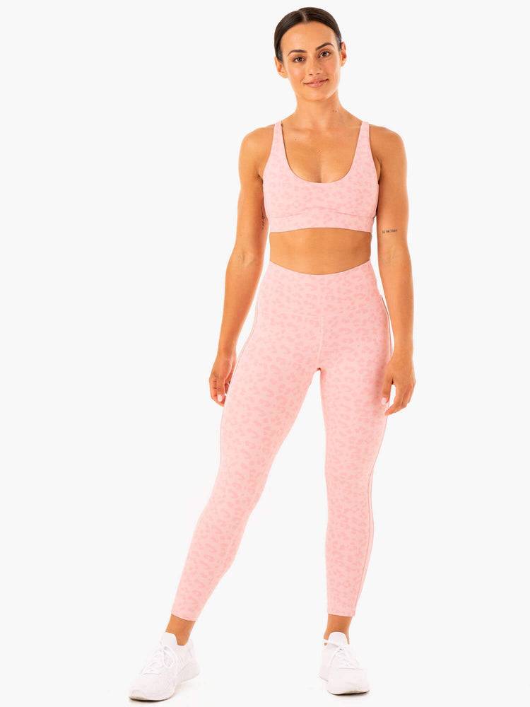 Women's Ryderwear Women Leggings Evolution High Waisted Scrunch Leggings Pink Leopard | NZ1734XF