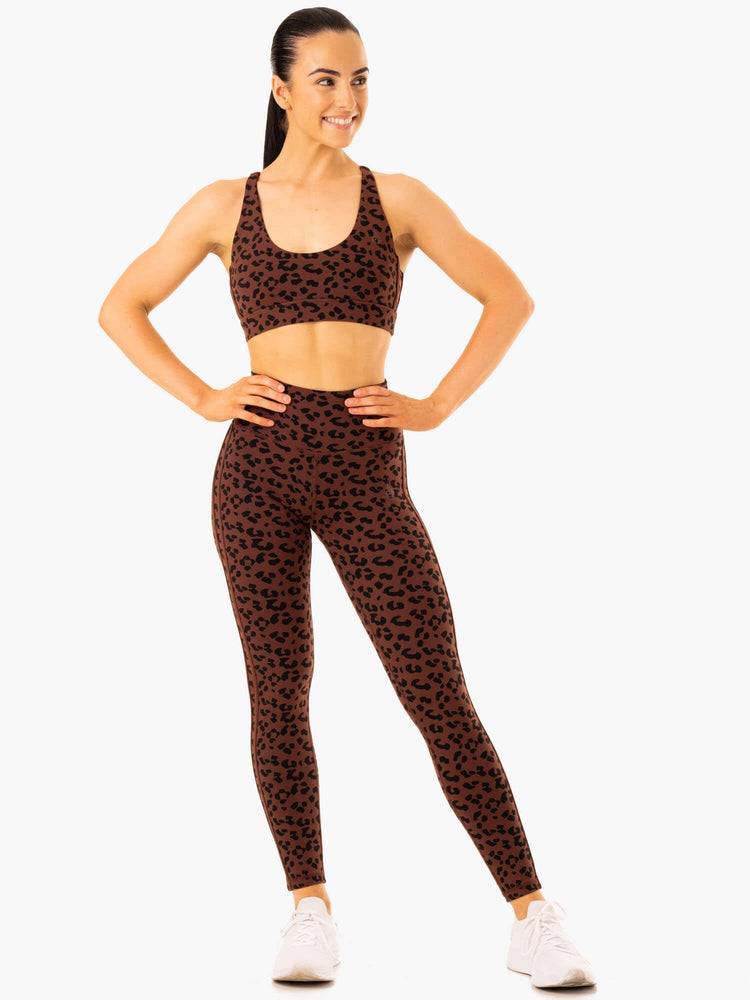 Women's Ryderwear Women Leggings Evolution High Waisted Scrunch Leggings Chocolate Leopard | NZ1906AP