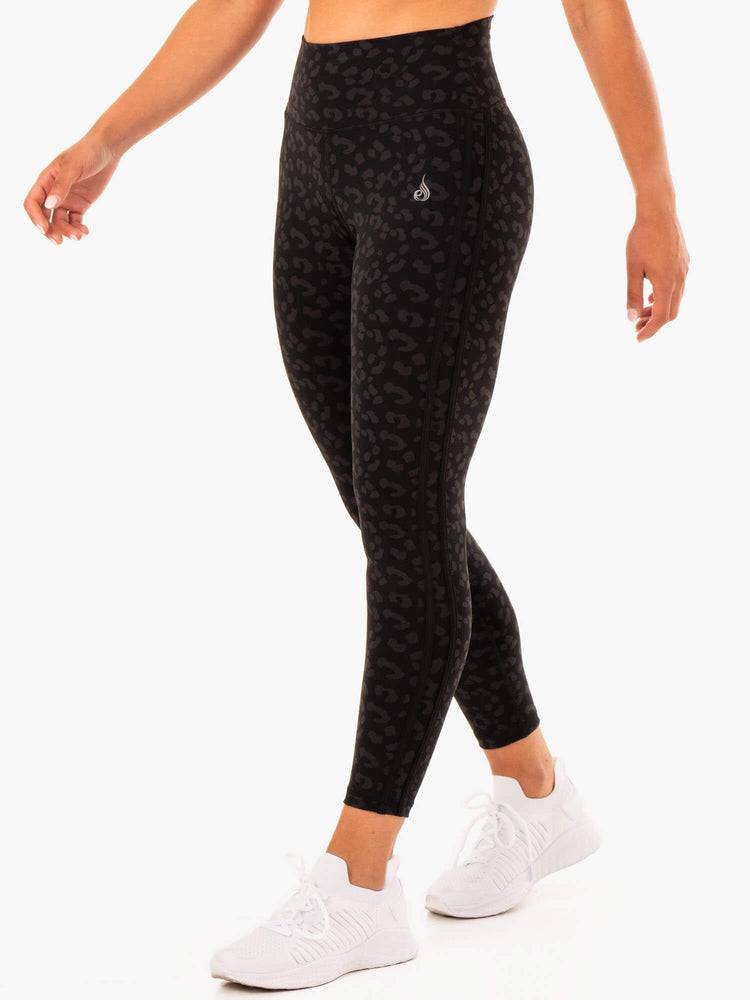 Women's Ryderwear Women Leggings Evolution High Waisted Scrunch Leggings Black Leopard | NZ1913KI