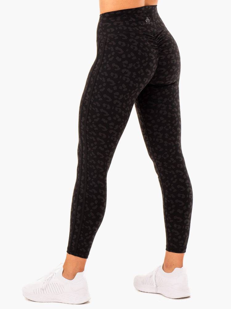 Women\'s Ryderwear Women Leggings Evolution High Waisted Scrunch Leggings Black Leopard | NZ1913KI