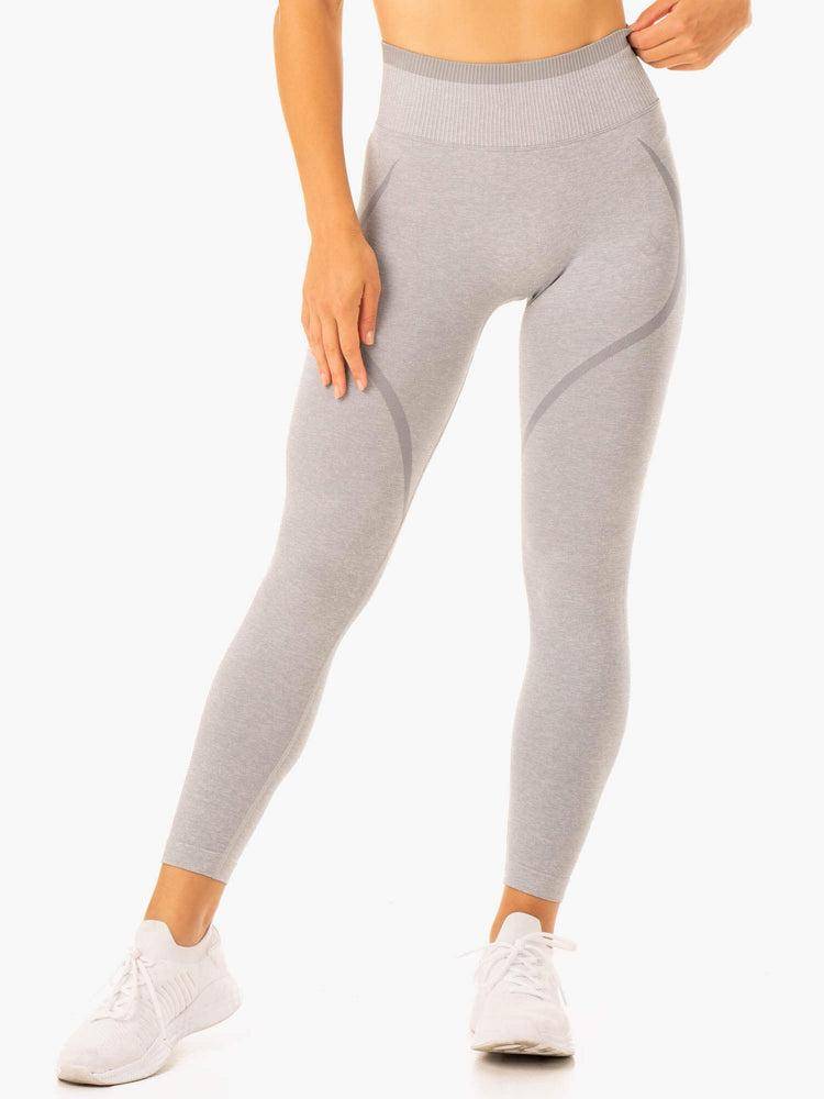 Women's Ryderwear Women Leggings Excel Seamless High Waisted Leggings Grey Marl | NZ1824UT