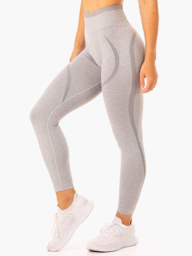 Women's Ryderwear Women Leggings Excel Seamless High Waisted Leggings Grey Marl | NZ1824UT