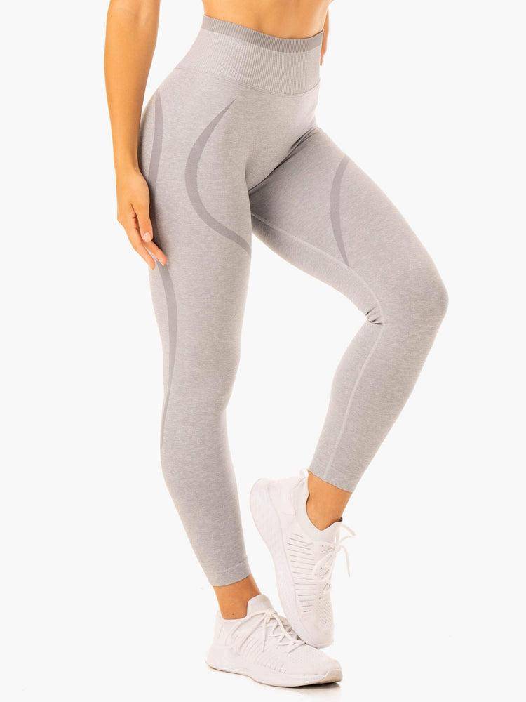 Women's Ryderwear Women Leggings Excel Seamless High Waisted Leggings Grey Marl | NZ1824UT