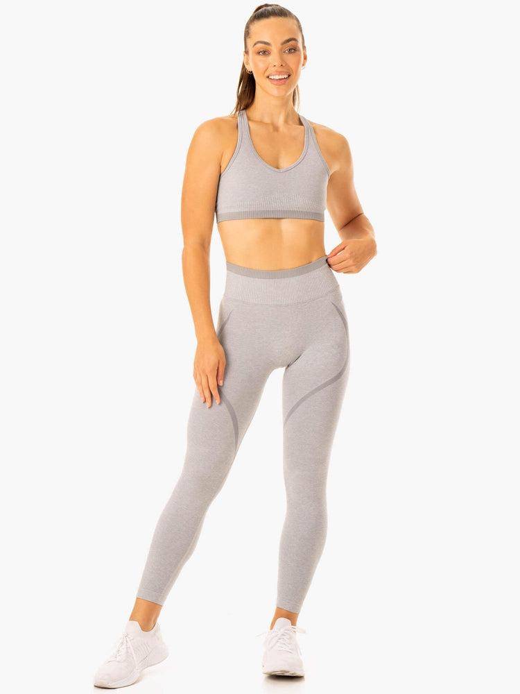 Women's Ryderwear Women Leggings Excel Seamless High Waisted Leggings Grey Marl | NZ1824UT