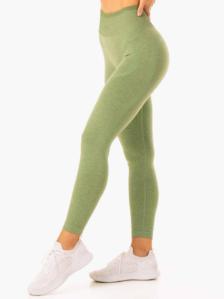 Women's Ryderwear Women Leggings Excel Seamless High Waisted Leggings Moss Green Marl | NZ1834JJ