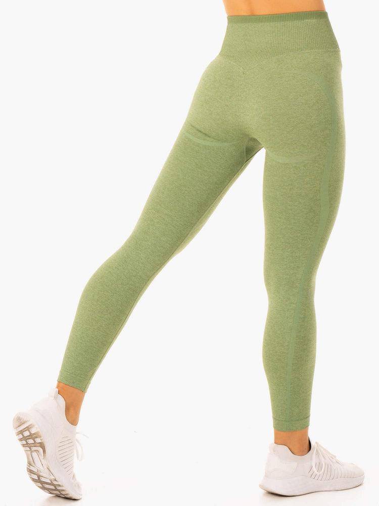 Women's Ryderwear Women Leggings Excel Seamless High Waisted Leggings Moss Green Marl | NZ1834JJ