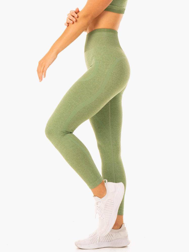 Women's Ryderwear Women Leggings Excel Seamless High Waisted Leggings Moss Green Marl | NZ1834JJ