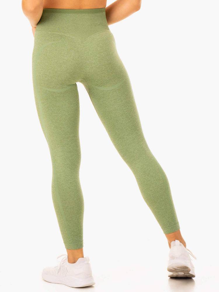 Women's Ryderwear Women Leggings Excel Seamless High Waisted Leggings Moss Green Marl | NZ1834JJ