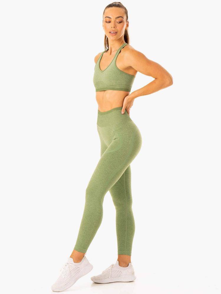 Women's Ryderwear Women Leggings Excel Seamless High Waisted Leggings Moss Green Marl | NZ1834JJ