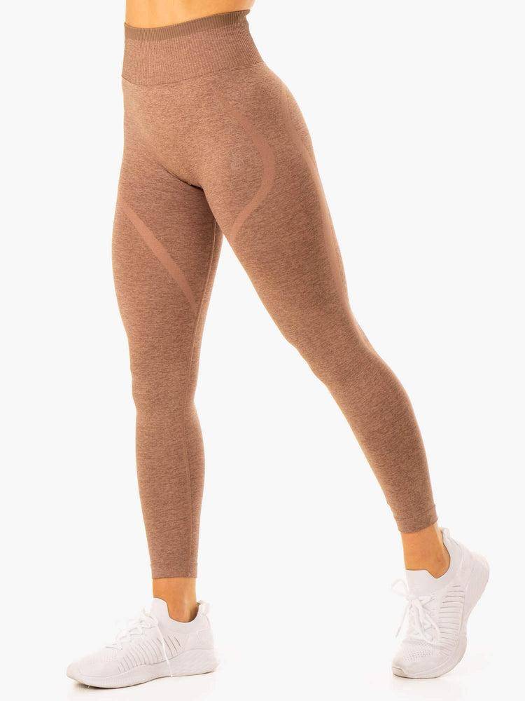 Women's Ryderwear Women Leggings Excel Seamless High Waisted Leggings Mocha Marl | NZ1837ZG