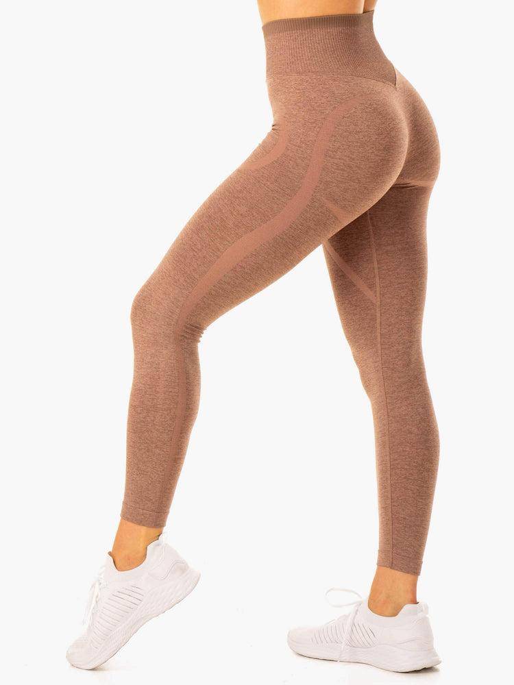 Women\'s Ryderwear Women Leggings Excel Seamless High Waisted Leggings Mocha Marl | NZ1837ZG