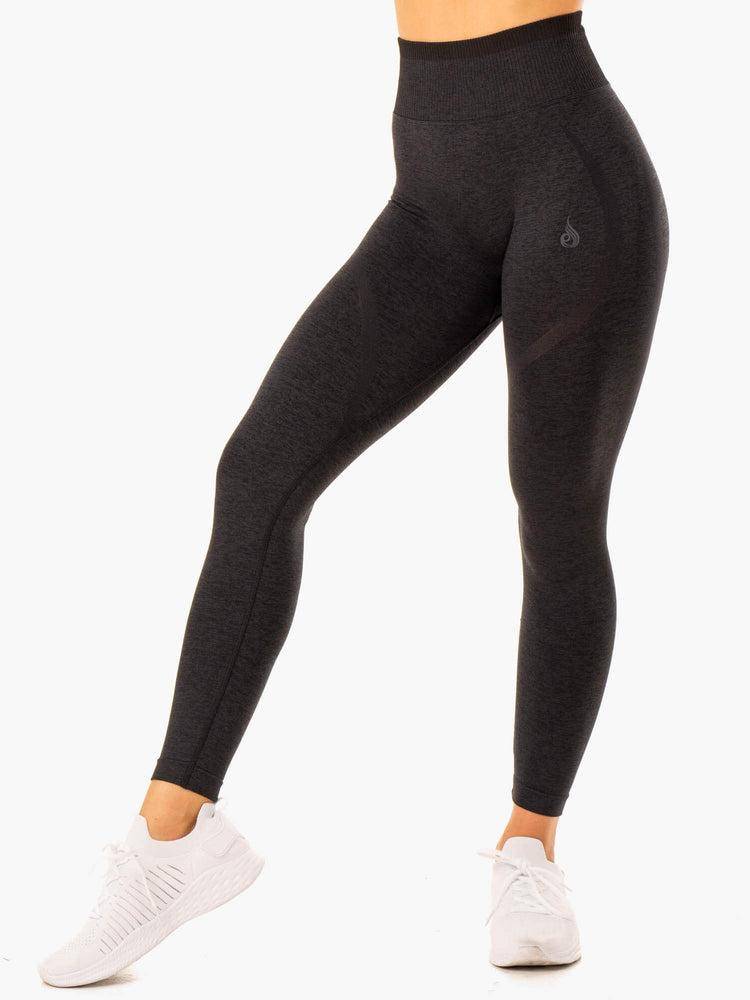 Women's Ryderwear Women Leggings Excel Seamless High Waisted Leggings Black Marl | NZ1896QZ